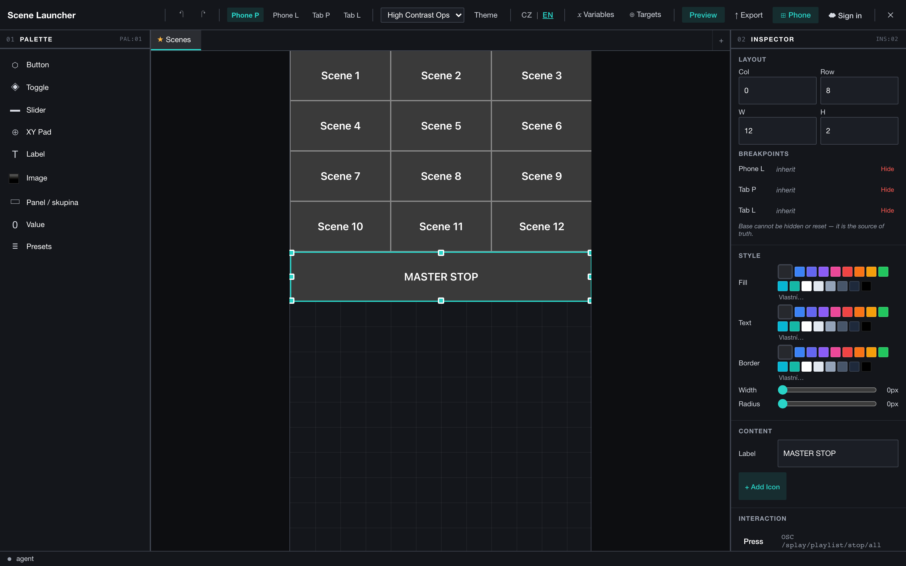 ControlX theme showcase